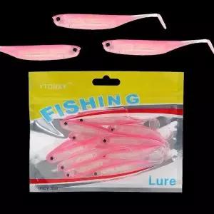 고품질 은빛비늘 쉐드웜 루어 10p세트 광어 갈치웜 미끼 핑크 (WFKDTL3)