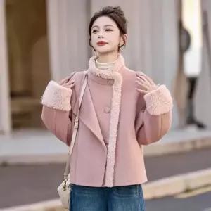 여자 모피코트 핑크 램스울 리버시블 울 코트 가을 겨 모직 원픽4
