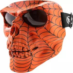 글로벌 비전 스컬 마스크 모터사이클 풀 페이스 커버 고글 탑승 매트 오렌지 웹 /스모크 렌즈 포함