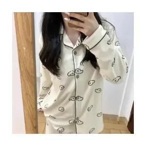 엘럽 커플 잠옷세트 귀여운 캐릭터 강아지 잠옷 가을 겨울 트임 덕융 세트 실내복 겉옷 박템4