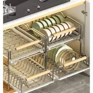 그릇장 정리대 싱크대 정리선반 슬라이딩 바구니