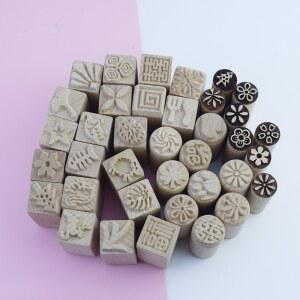 점토에 대한 많은 귀여운 블록 인감 세라믹 클레이 도구 도자기 스탬프 패턴 동물 나무 질감