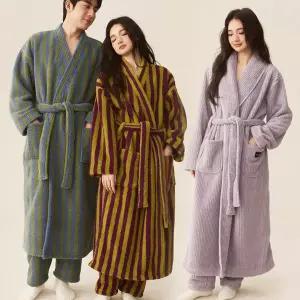 [몽트노블]극세사 로브 가운 커플 수면 잠옷 겨울 빅사이즈 사워 홈웨어