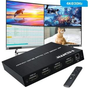 HDMI 쿼드 멀티 뷰어 듀얼 디스플레이  스크린  심리스 스위처  비디오 멀티플렉서  4K  4x1  2  3  4 화면