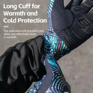 발열장갑 히팅 겨울 ROCKBROS 사이클링 따뜻한 플리스 롱 핑거 산악 도로 풀 길어진 손목 보호대