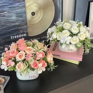 로즈 추천 바구니 장미 조화 졸업식 플라워 인테리어 꽃다발 센터피스 장식 기획상품 부케 인조 웨딩