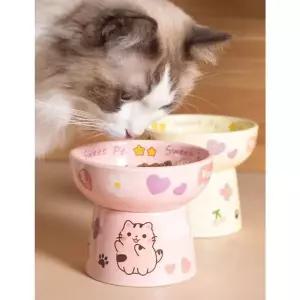 [골드스마일]대형 고양이 세라믹 식기 키높이 밥그릇 사료 그릇