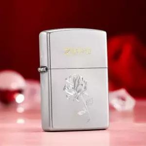 ZIPPO 지포라이터 정품 장미 조각 실버 오일 라이터 케이스 발렌타인데이 기념일 생일 남친 선물
