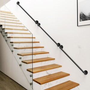 난간 벽걸이 실외 파이프 파이프 3팩 브래킷, 계단용 계단 난간, 난간, 난간용 3.2피트 계단 산업용 실내 난간 난간, 계단 손잡이 검은색