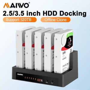 MAIWO 5 베이 외장형 하드 드라이브 도킹 스테이션 케이스(2.5인치 3.5인치 SATA HDD/SSD USB3.0 HDD 도크