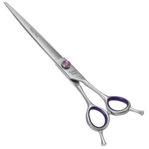 페니체 피크 8인치 스트레이트 개 그루밍 가위, 장식용 나사 전문가 440C 스테인리스 스틸 금속 애완동물 트리밍 오프셋 핸들이 내구성 있고 날카롭습니다