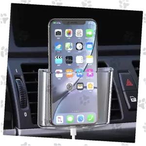 차량용 송풍구 투명 휴대폰 거치대 스마트폰 홀더 에어벤트 클립형 수납 포켓