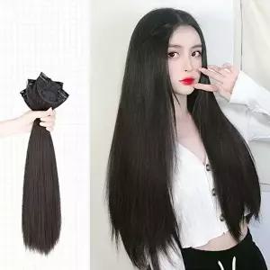 실핀 여성 생머리 부분가발 원터치 착용 긴머리 연출 3피스 구성
