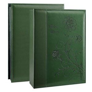아트매그 사진 앨범 4x6 300장 사진, 초대형 용량 가죽 커버 웨딩 가족 앨범에 가로 포함 (다크 그린)