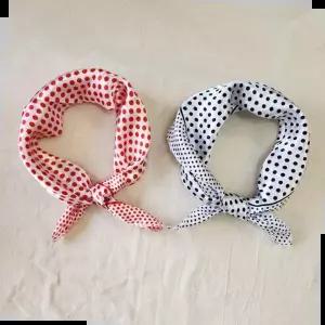 레드 복고 쁘띠 새틴 땡땡이 스카프