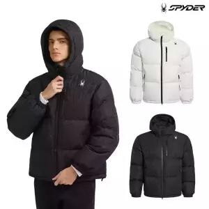정품 스파이더 남성 자카드 패턴 후드 다운 패딩 점퍼 SPHWCNDJ302M 913513