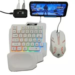 휴대폰 키보드 마우스 모바일게임 변환기 키보드+패드+스탠드 한손 검정 소