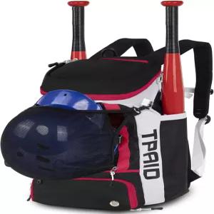 신발 수납공간과 펜스 후크가 있는 TPAID 야구 백팩 대용량 소프트볼 가방 배트 헬멧 장갑 모자 옷 신발을