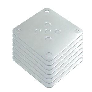 Unlorspy 실버 메탈 마운팅 플레이트 4개, 7x7cm(2.76x2.76인치), 소파 /테이블 /의자 다리용 5홀 아연 도금 브래킷, 나사가 있는 튼튼한 플랫 하드웨어