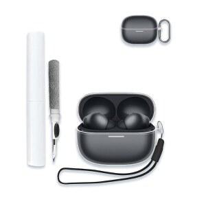 샤오미 레드미 버즈 6 프로 무선 노이즈 캔슬링 블루투스 이어폰 케이스 커버, 열쇠고리가 있는 WUNIAK 클리어 소프트 TPU 커버 및 여성용 남성용 충격 방지 피부 클리너 키트,