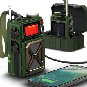FosPower 비상 기상 라디오(모델 /단파, NOAA D9) 뱅크, SOS 상황에 /핸드 /AM 5.4, 라이트, USB 블루투스 파워 알람, /태양광 14800mWh /FM 대한 플래시 충전, 등급 크랭크 실내/외 IPX3