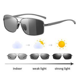 남성용 알루미늄 마그네슘 합금 프레임 광변색 편광 선글라스, 운전 카멜레온 주야간 UV400 안경