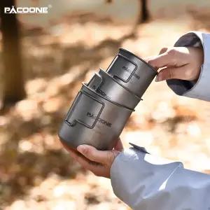 PACOONE 캠핑 머그 티타늄 컵 관광용 식기 피크닉 도구 야외 주방 장비 여행용 조리 세트 조리기구 하이킹