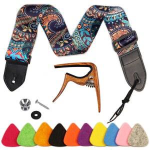 준줄레오 우쿨렐레 스트랩 카포, 10가지 컬러 픽, 조절 가능한 어깨