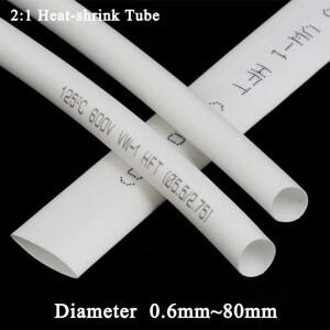 1~25m 흰색 2:1 열수축 튜브 직경0.6mm~80mm 와이어 수리 보호기 케이블 커넥터 절연 슬리브