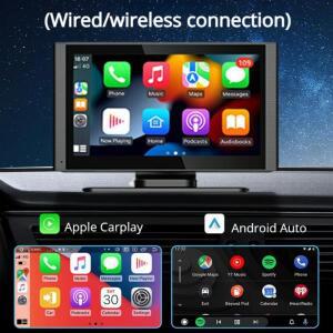 2026년  7인치 휴대용 스크린 무선/유선 카플레이, 블루투스, FM 송신기 및 LED 후방 카메라 포함