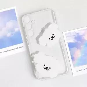 (선택 투명)17 프로맥스(iPhone17 ProMax) 하얀 강아지 실리콘 젤리 케이스