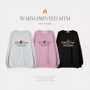 핫핑 [포근기모/여리오버핏] 아크나 기모 루즈핏 프린팅 긴팔맨투맨