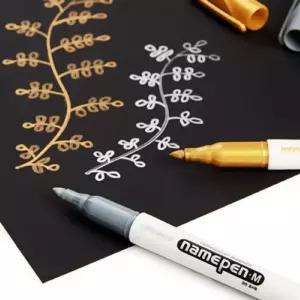 데스크용품 모나미 네임펜M (굵은글씨용) 금색 은색 흰색