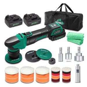 2Pcs 12V 2.5Ah 배터리, 로터리 버퍼 및 듀얼 액션 폴리셔, 1 3인치 브러시리스 베이직 키트가 포함된 BATOCA S4 무선 폴리셔 차량 디테일링