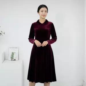 엄마옷 벨벳 무지 카라 원피스 1GHJ25173 중년여성 마담 60 70대  빅사이즈 할머니