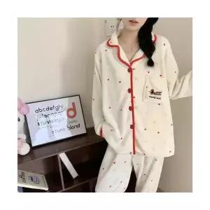 커플 잠옷세트 코랄 파자마 겨울 캐릭터 강아지 도톰한 플란넬 보온 겉옷 실내복 세트 패피4