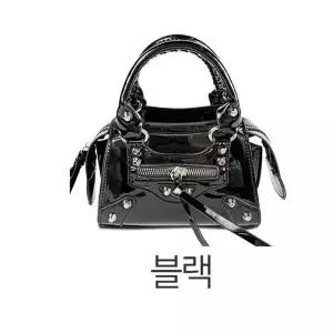 에나멜 미니 크로스 여성 찡 광택 파티 가방 블랙 (WFKI86G)