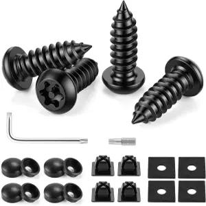 프레임 및 커버 고정용 리브티 방지 번호판 나사 세트 볼트 M6(1/4인치) 변조 전면 후면 홀더 장착용 캡