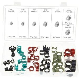 소드피쉬 32400-60pc 진공 변속기 일정 7-사이즈 핀치 연료 스프링 라이트 라인 장력 호스 클램프 액션 모음, 밴드