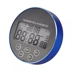 디지털 온습도계 타이머 시계 4 IN 1 원형 디스플레이 시간 온도 습도 측정 LED백라이트 야간점등 자석부착