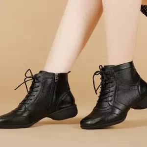 라인댄스부츠 여성 가죽 하이탑 재즈화 구두 라인댄스 살사화