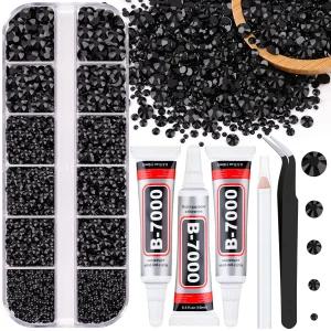 B7000 주얼리 로 제작할 수 있는 레진 젤리 라인스톤 블랙 플랫백 크리스탈 1박스 10ml 3개 포함 DIY