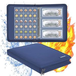 수집가용 코인 컬렉션 북 홀더, 300 포켓 방화 앨범 및 화폐 용품용 36 슬리브 머니 보관 케이스, 지폐, 페니, 쿼터, 스탬프, 블루