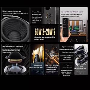 FiiO SP5 하이파이 액티브 데스크탑 스피커 서브우퍼 120W 스테레오 컴퓨터 홈 뮤직 시스템 AUX XLR USB RC