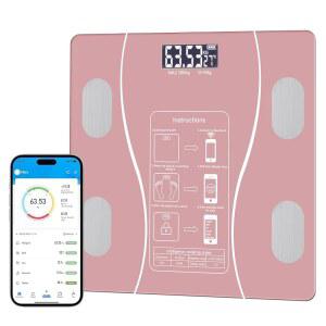지능형 체지방 저울, 모바일 디지털 욕실 저울에 연결하여 BMI, 체지방, 근육량, 내구성 체중계(핑크색)를 표시할 수 있는 간단하고 실용적인 디지털 저울입니다