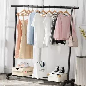 바퀴형 옷걸이 인테리어 스탠드 선반형 이동식 옷걸이 드레스 정리대 깔끔한 베란다 심플한 의류