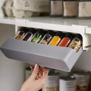 주방 수납 정리대 싱크대 조미료 보관함 주방 양념통 정리대 수납함 슬라이딩 다용도 상부장 선반 세트