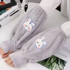 겨울 팔 토시 귀여운 실내 장갑 핸드 워머 손가락 오염 두꺼운 반장갑 방한 손등 보온 학생