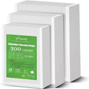VTUUU 챔버 진공 씰러 백 300 카운트 6 x 10 8 12 13 3밀 프리 컷 - BPA 헤비 듀티 기계 파우치