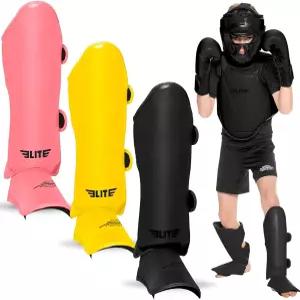 엘리트 스포츠 무에타이 MMA 킥복싱 소년 소녀 신 가드 4세에서 14세 사이 스텝 용 보호 다리 킥 패드